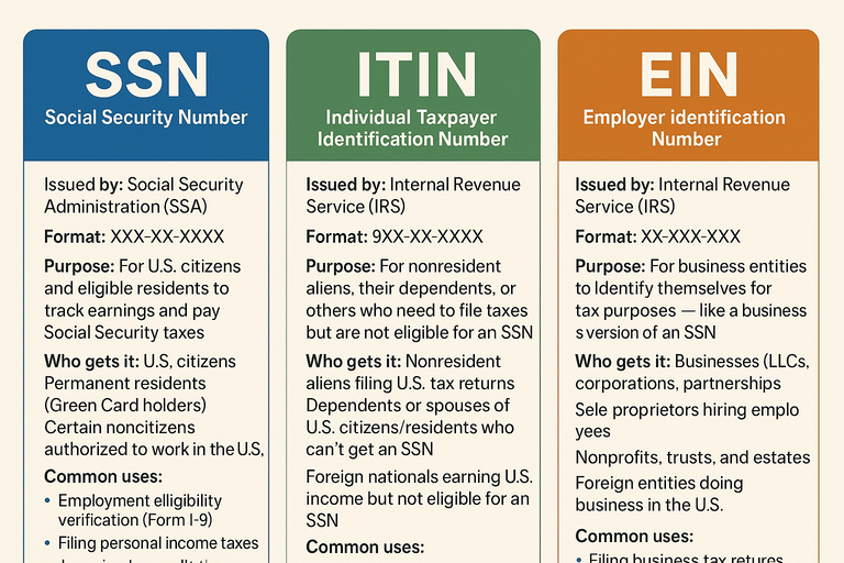EIN vs ITIN vs SSN